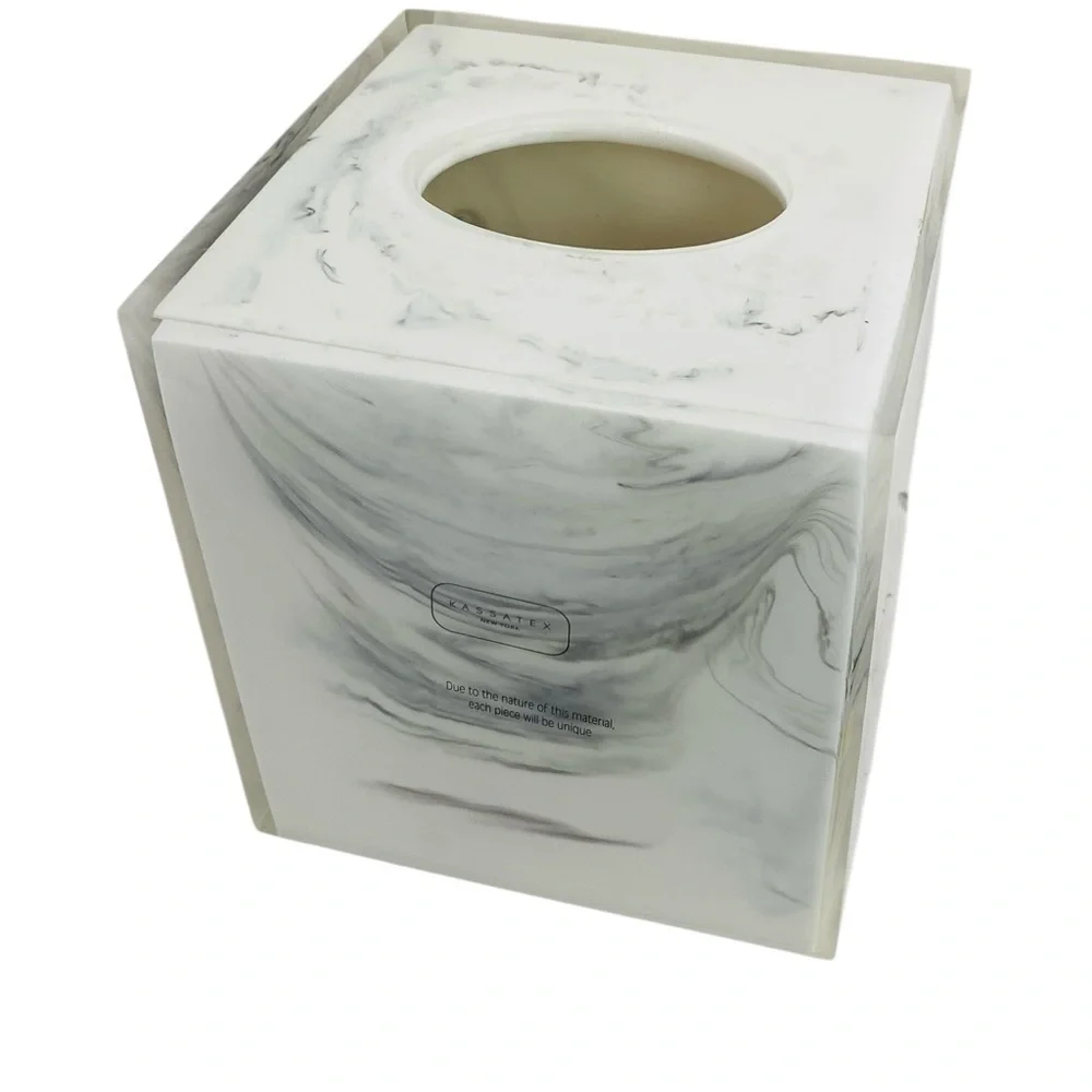 Kassatex Ducale Marble Resin Tissue Holder 5.33” x 5.33” x 5.71”